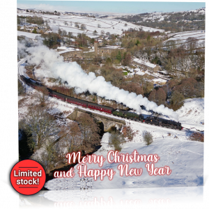 Double-Headed Jubilee's at Mytholmes Viaduct Christmas Card