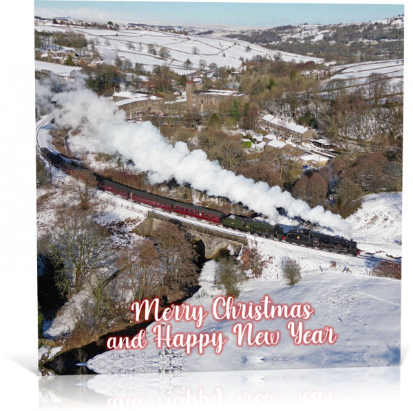 Double-Headed Jubilee's at Mytholmes Viaduct Christmas Card
